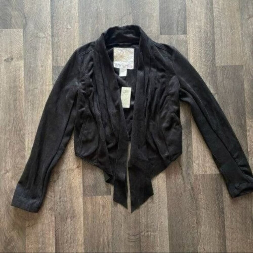Arden B Black Suede Cropped Open Jacket Size XS - Picture 4 of 10